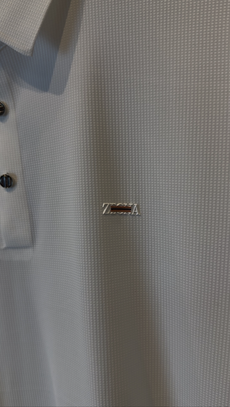 Zegna Özel Kumaş Polo Yaka Beyaz Tshirt ( 18040 )