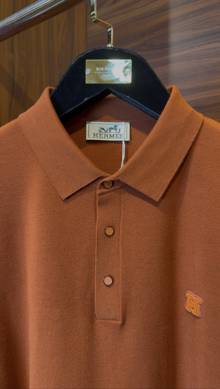 Hermes Özel Kumaş Polo Yaka Kremit Tshirt