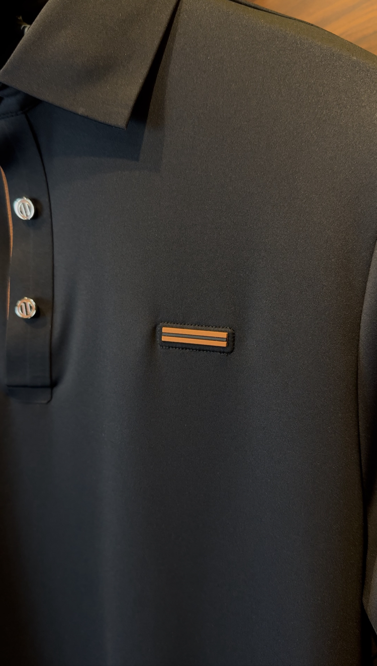Zegna Özel Kumaş Polo Yaka Siyah Tshirt