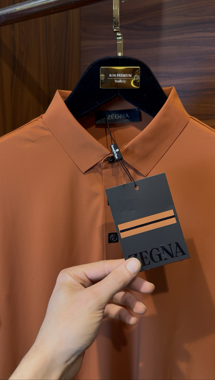 Zegna Özel Kumaş Polo Yaka Kremit Tshirt