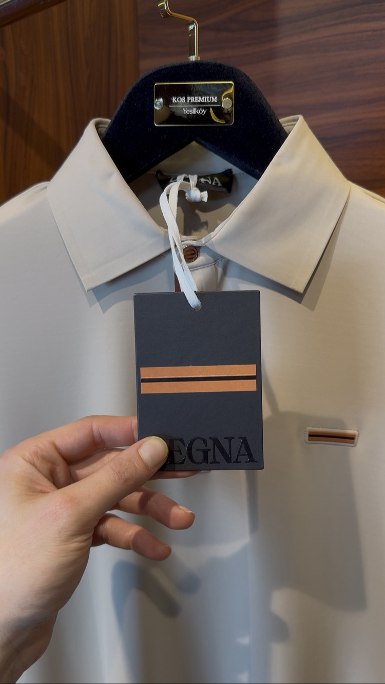 Zegna Özel Kumaş Polo Yaka Vizon Tshirt