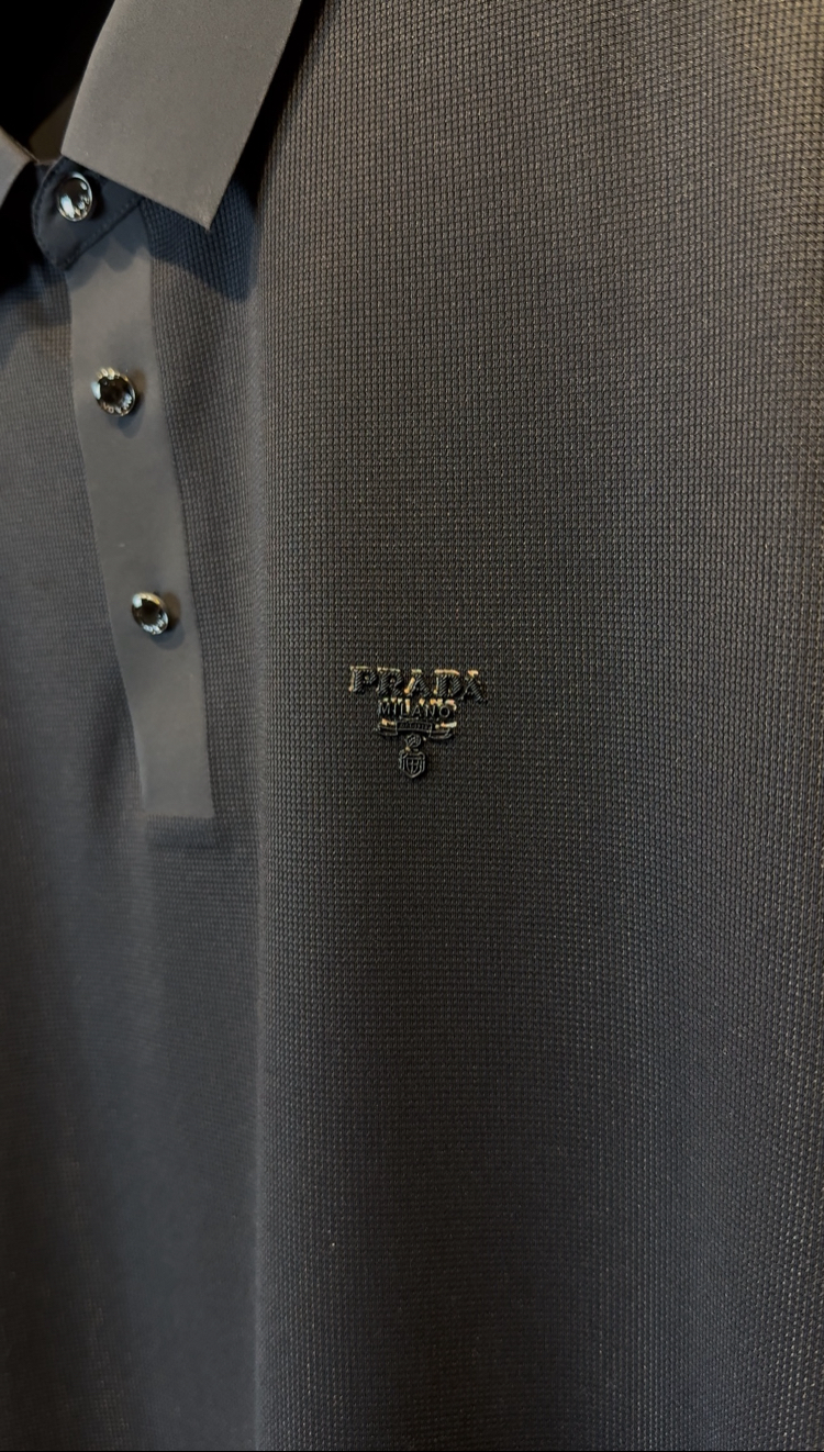 Prada Özel Kumaş Polo Yaka Siyah Tshirt