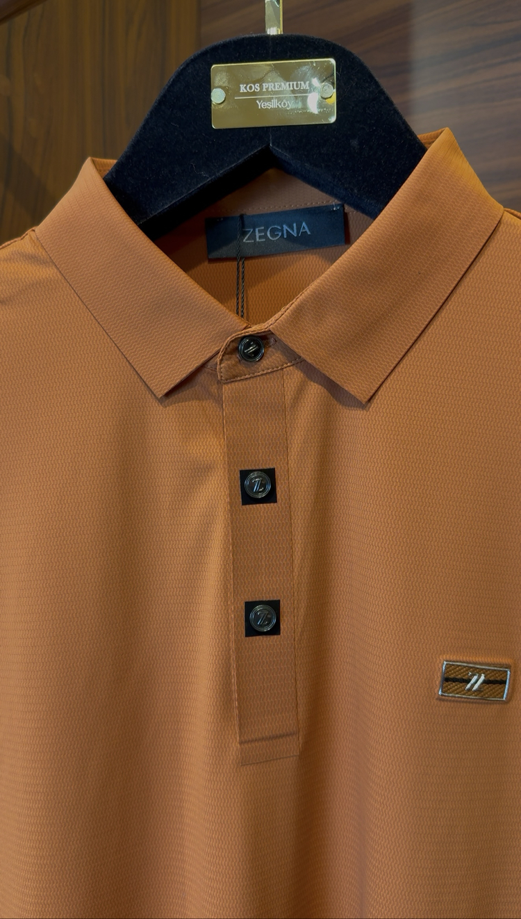 Zegna Özel Kumaş Polo Yaka Kremit Tshirt