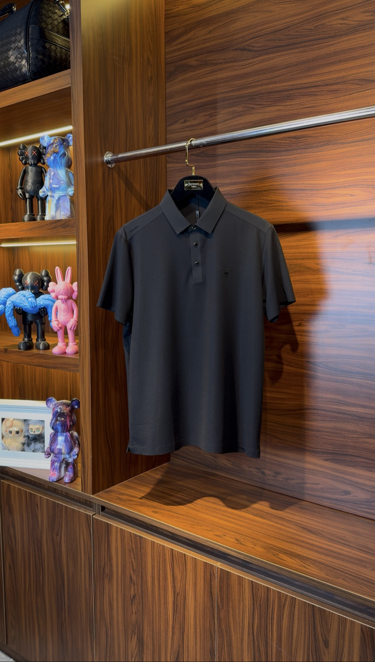 Prada Özel Kumaş Polo Yaka Siyah Tshirt