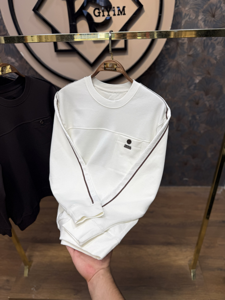 PREMIUM ZEGNA OMUZ DETAYLI SWEAT(BEYAZ)