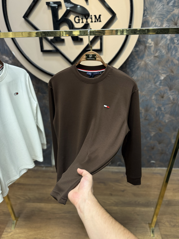 PREMIUM TOMMY KIRIŞMAZ KUMAŞ SWEAT(KAHVE)