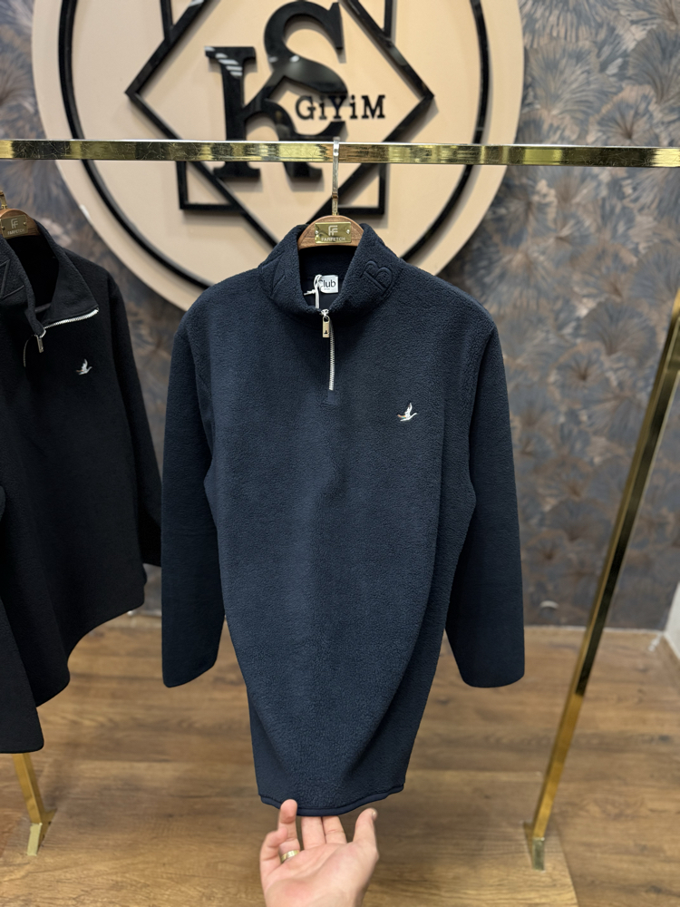 PREMIUM PELUŞ YARIM FERMUARLI SWEAT(LACİVERT)