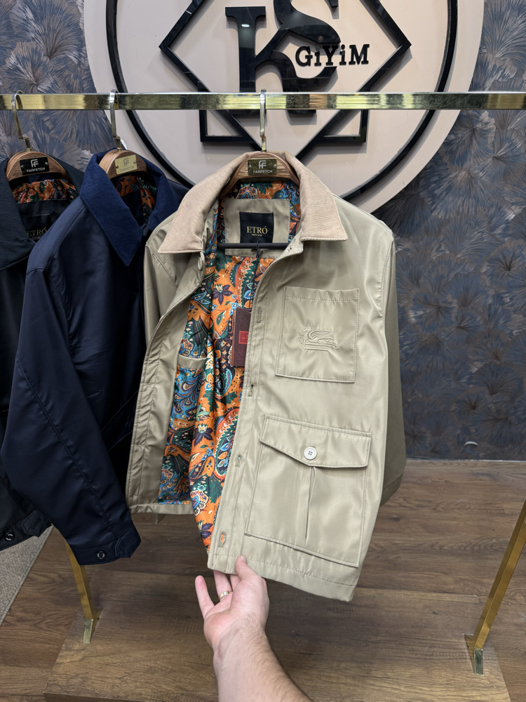 PREMIUM ETRO ASTAR DETAYLI KADİFE YAKA MEVSİMLİK MONT(BEJ)