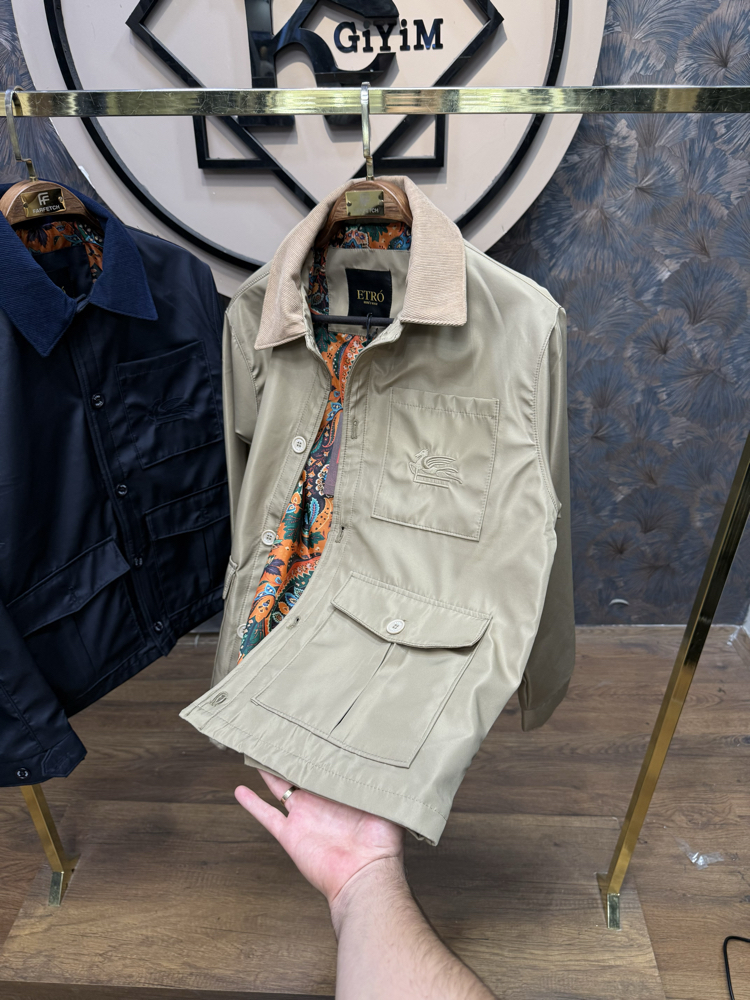PREMIUM ETRO ASTAR DETAYLI KADİFE YAKA MEVSİMLİK MONT(BEJ)