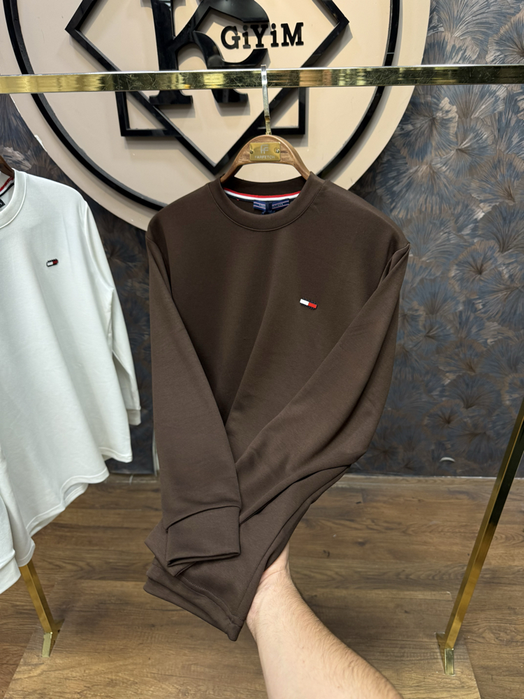 PREMIUM TOMMY KIRIŞMAZ KUMAŞ SWEAT(KAHVE)