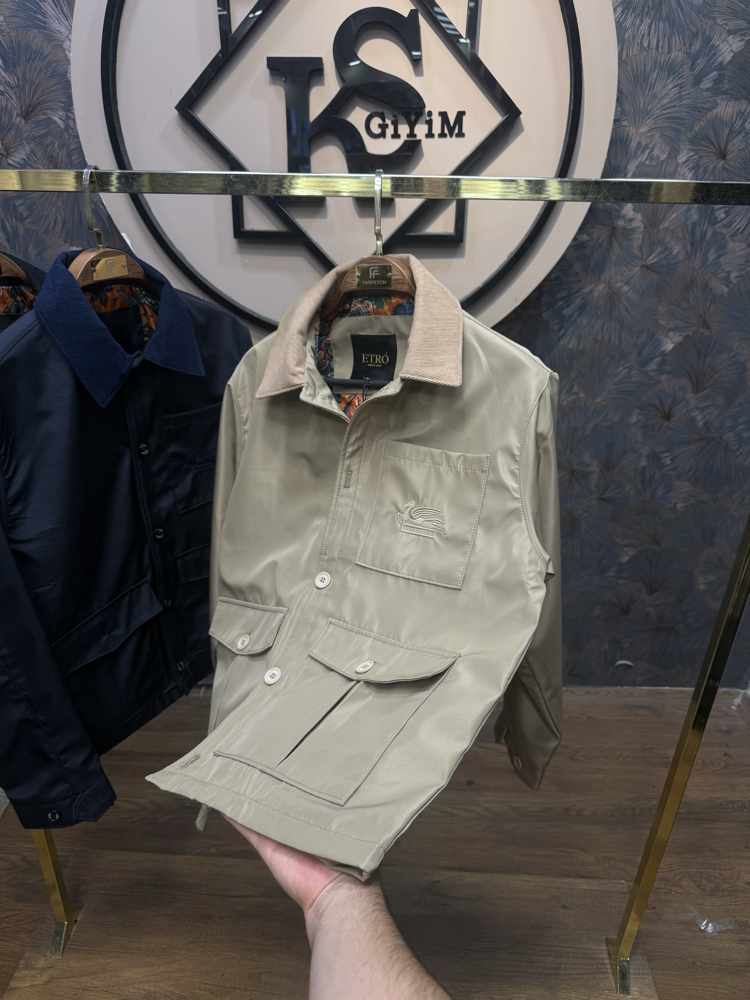 PREMIUM ETRO ASTAR DETAYLI KADİFE YAKA MEVSİMLİK MONT(BEJ)