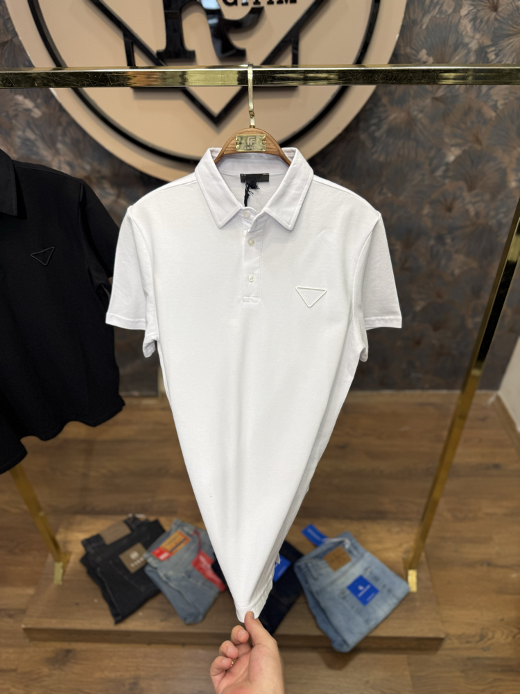 PREMIUM PRADA POLO YAKA T-SHIRT(BEYAZ)
