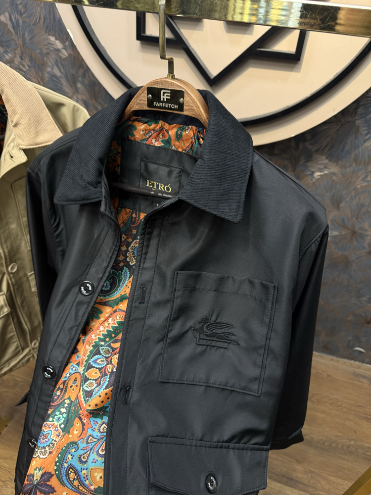 PREMIUM ETRO ASTAR DETAYLI KADİFE YAKA MEVSİMLİK MONT(SİYAH)