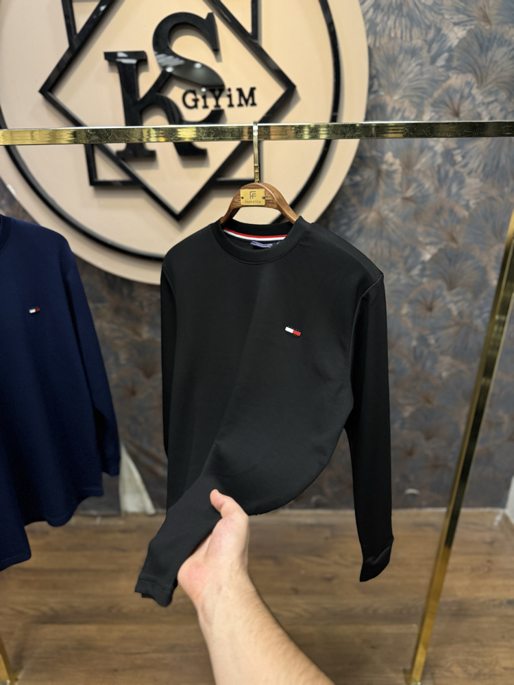 PREMIUM TOMMY KIRIŞMAZ KUMAŞ SWEAT(SİYAH)