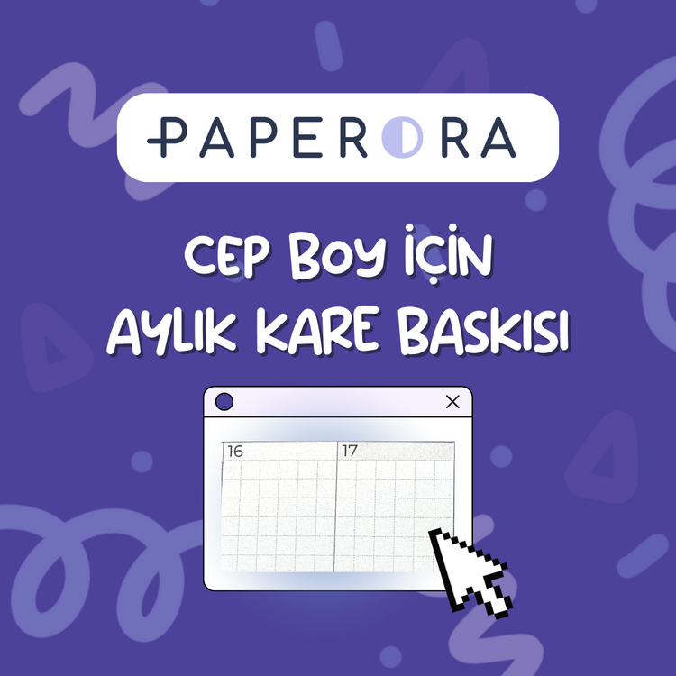 PAPERORA Cep Ajandası için Aylık Kare Baskısı (28 Adet)
