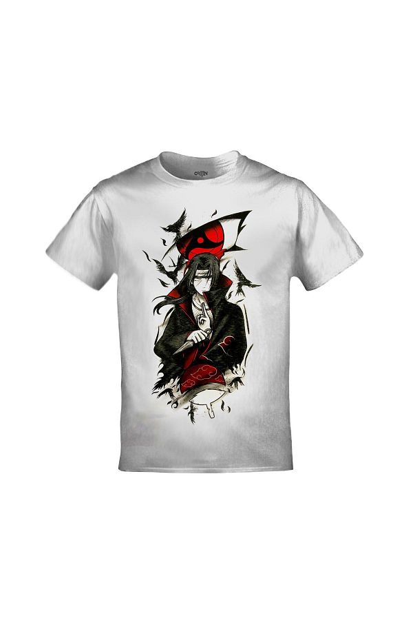  Naruto Akatsuki Itachi Uchiha Crows Baskılı Unisex Siyah Tshirt