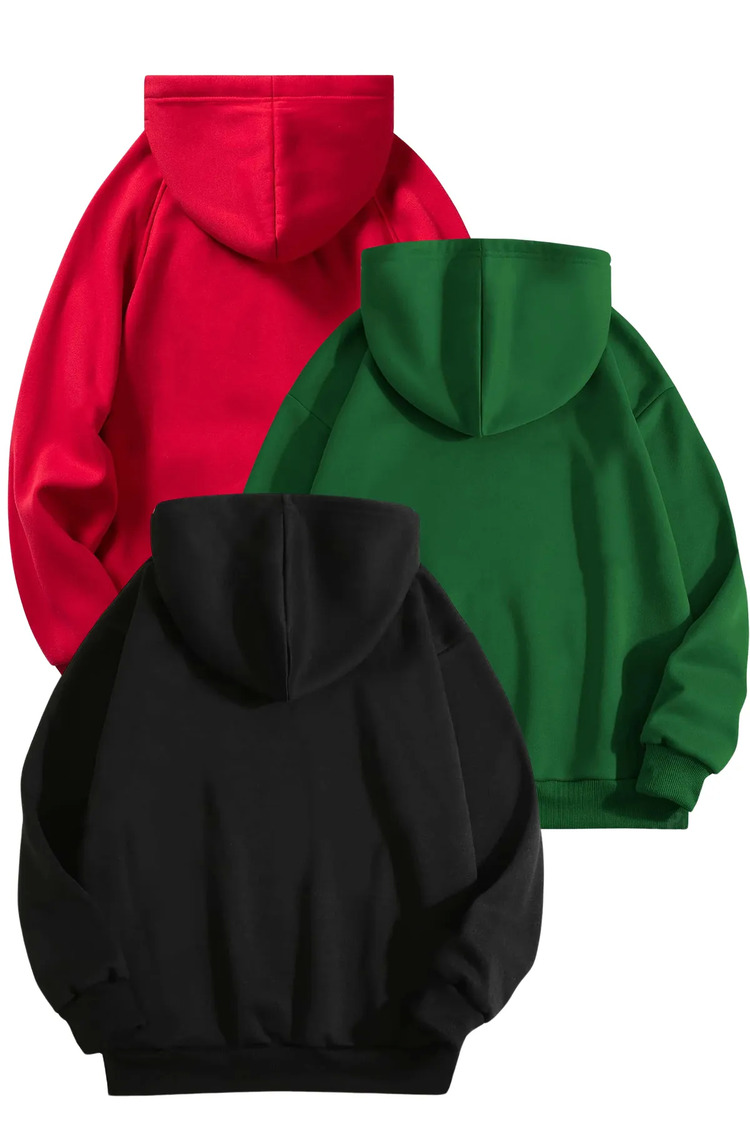 3'lu Paket Baskılı Oversize Unisex Sweatshirt