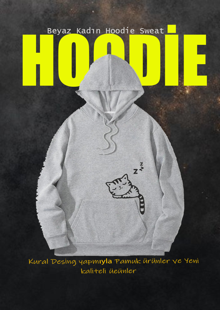 Giyim Beyaz Kadın Hoodie Sweat