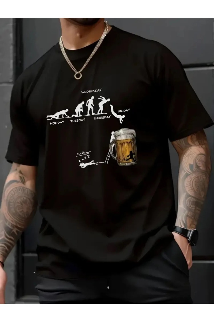qubo Unisex Oversize Baskılı Pamuklu Bisiklet Yaka Kısa Kollu T-shirt
