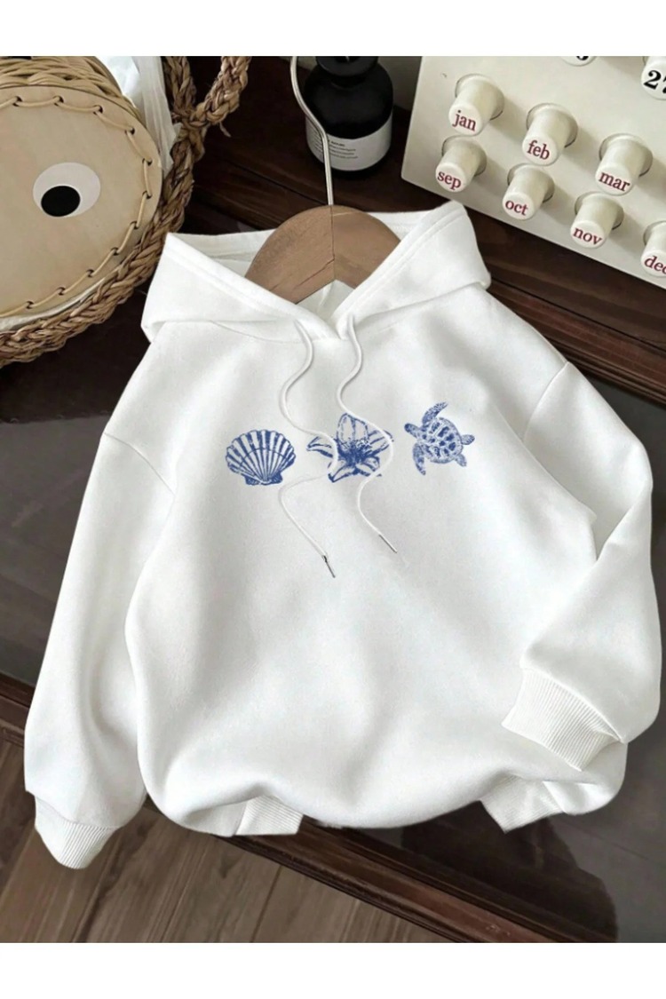  Unisex Erkek/Kadın KAP Renkli Özel Baskılı Pamuklu Oversize Kapüşonlu Sweatshirt