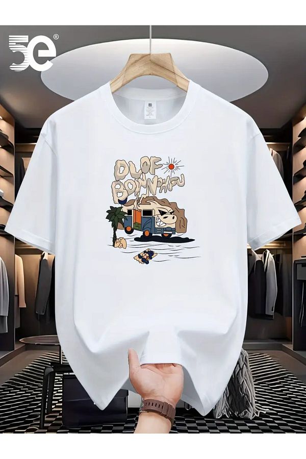 n Büyük Beden Grafik Baskılı Oversize Penye T-shirt Tişört Tüm Mevsimler