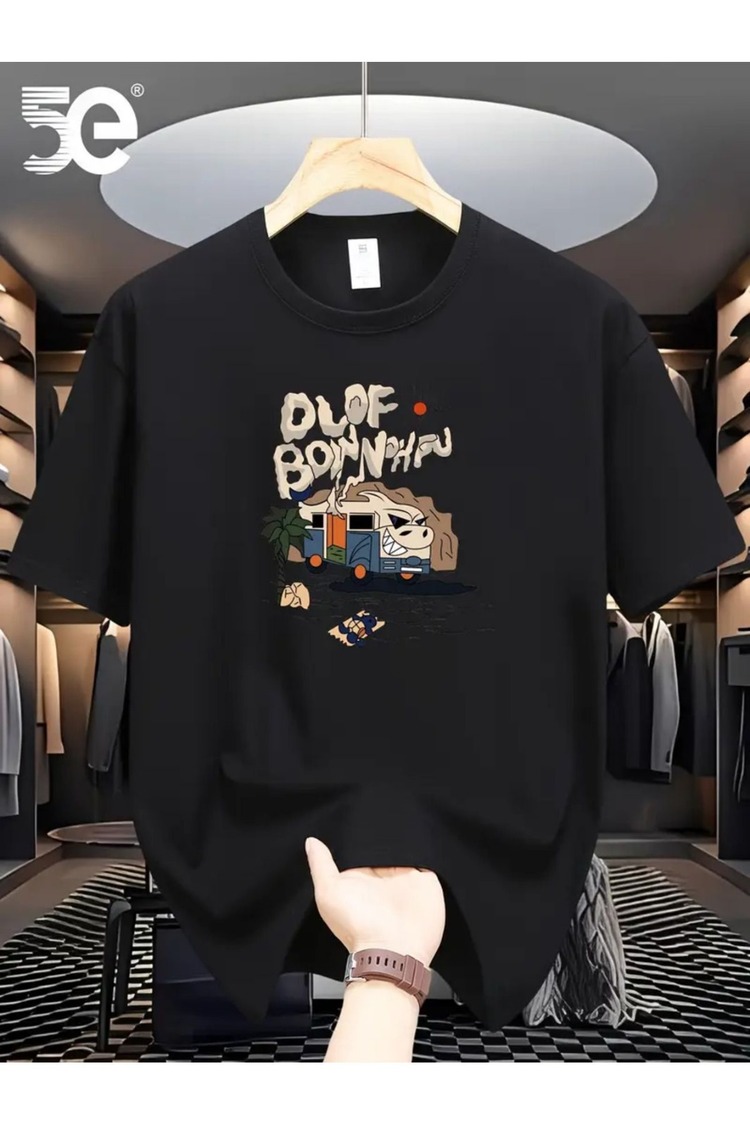 n Büyük Beden Grafik Baskılı Oversize Penye T-shirt Tişört Tüm Mevsimler