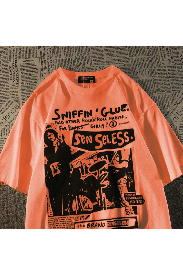 Grunge Karikatür Baskılı (unisex) T-shirt