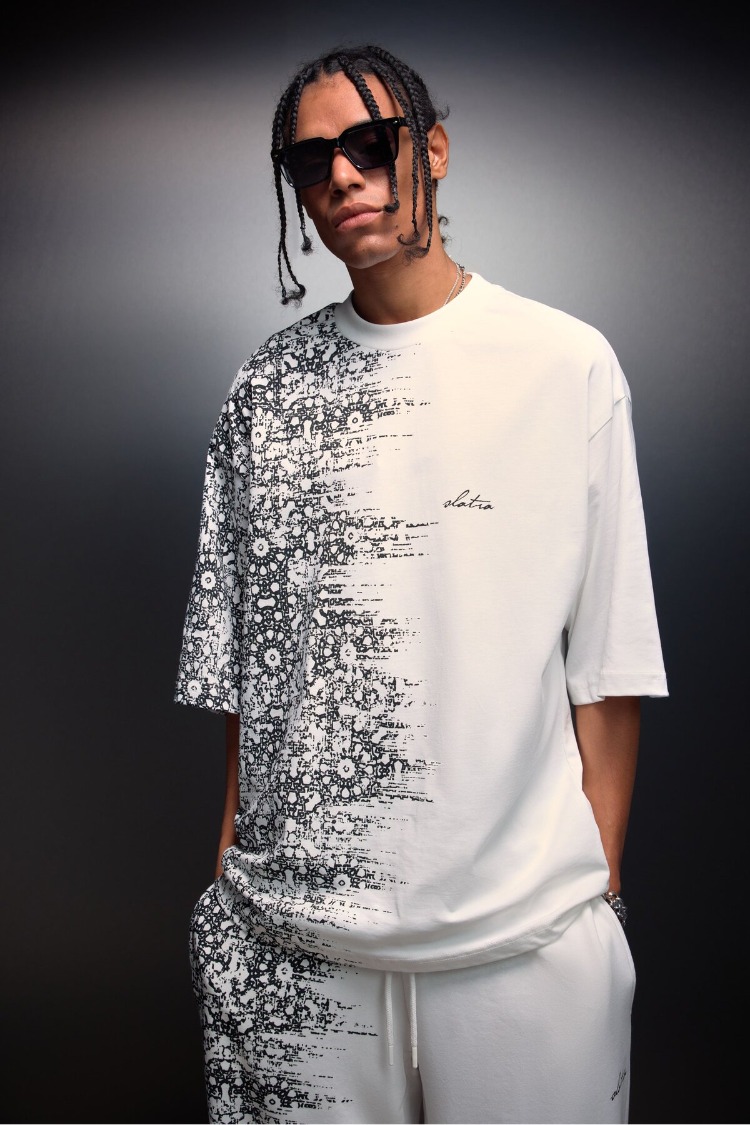 Erkek Beyaz Side Effect Oversize Tshirt