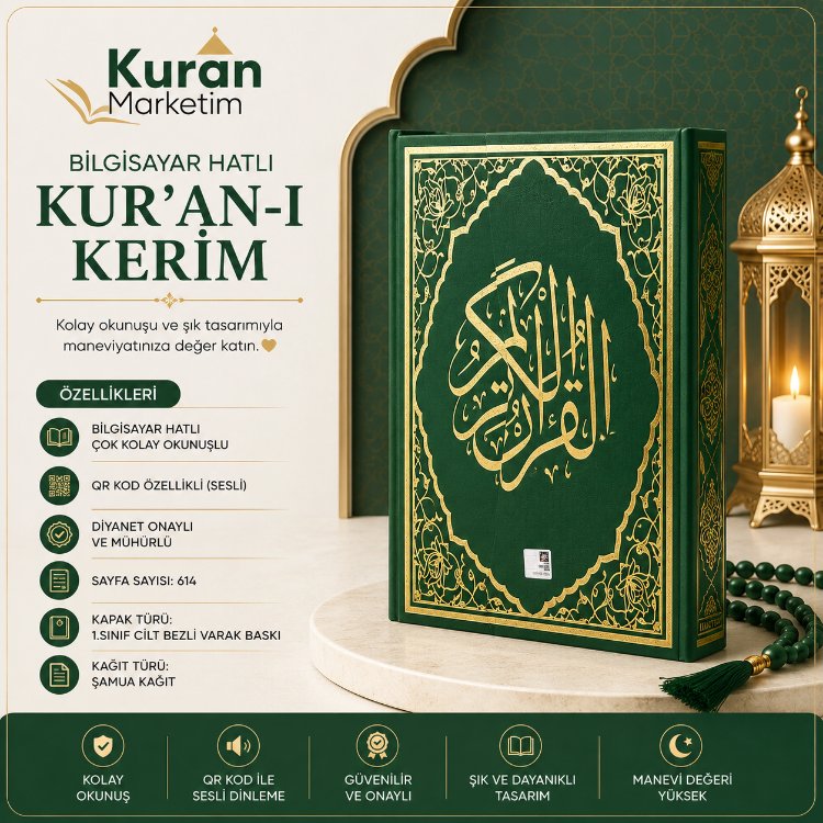 Bilgisayar Hatlı Cami Boy Kur'an'ı Kerim Yeşil