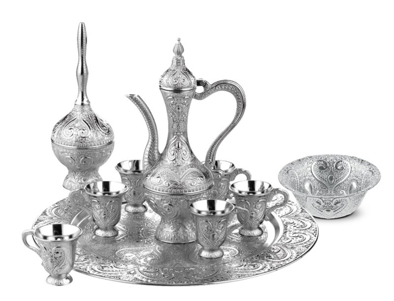 Gümüş Renk Osmanlı Motifli Zemzem Takımı