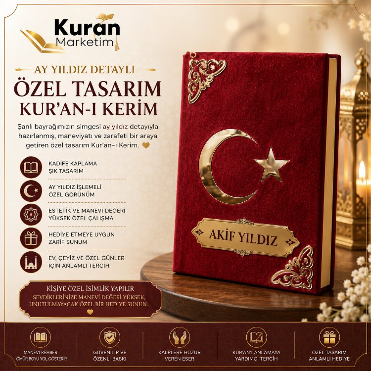 Ay Yıldız Detaylı Özel Tasarım Kur’an-ı Kerim