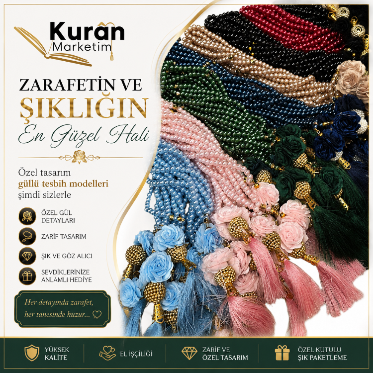 İNCİ TESBİH PÜSKÜLLÜ GÜLLÜ