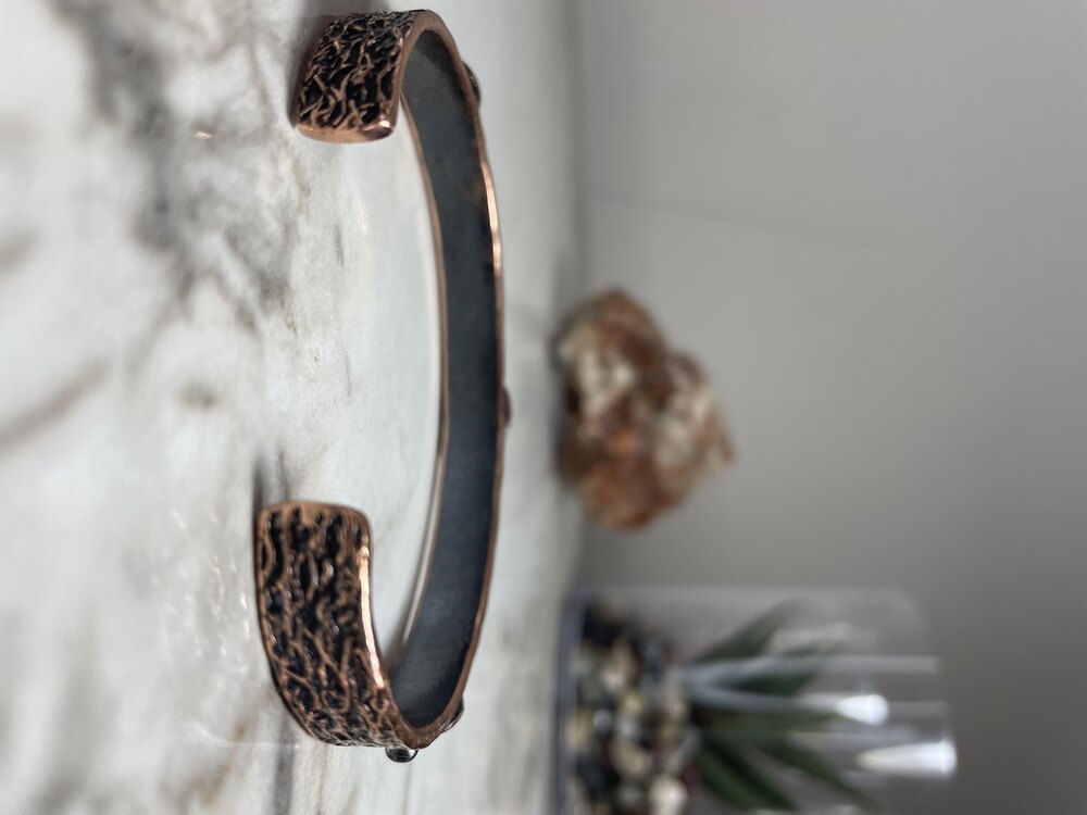 Mavi Taşlı Bakır Bileklik