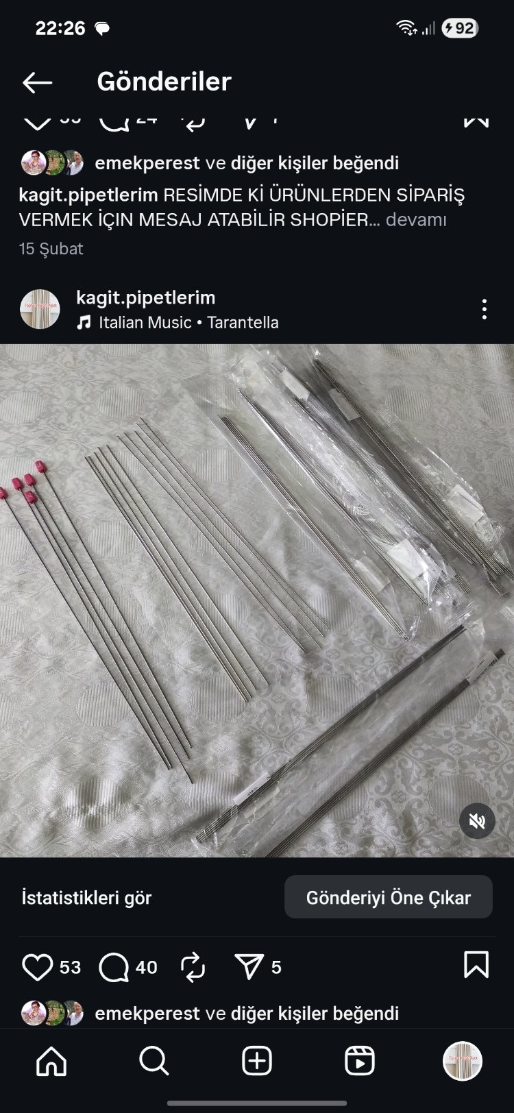 33 cm 1 mm ÇELİK TEL ÇUBUK