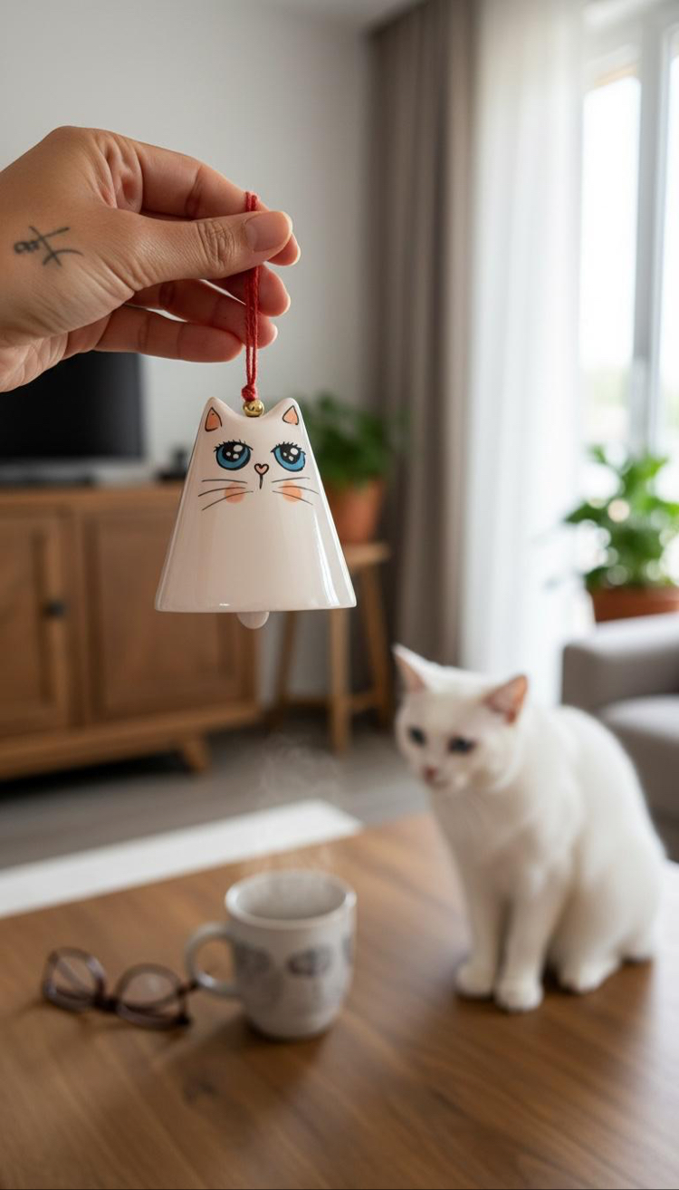 Seramik Kedi Çan