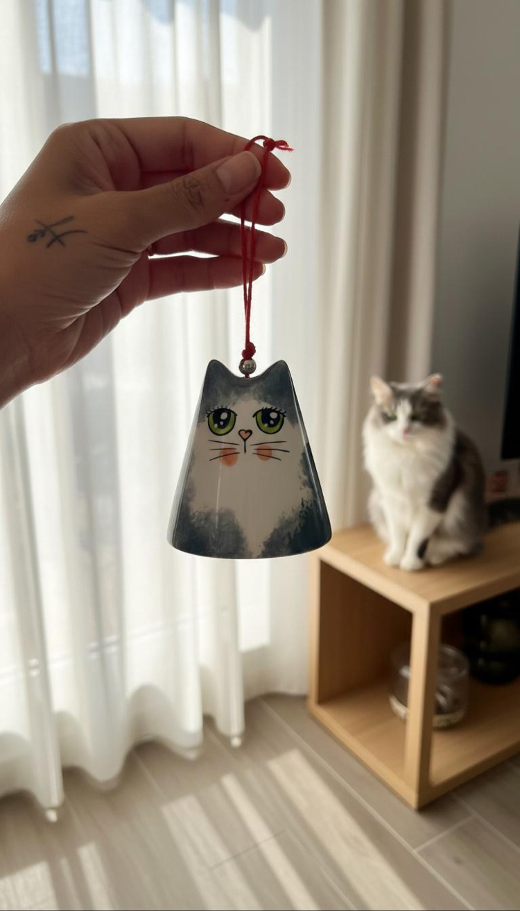 Seramik Kedi Çan
