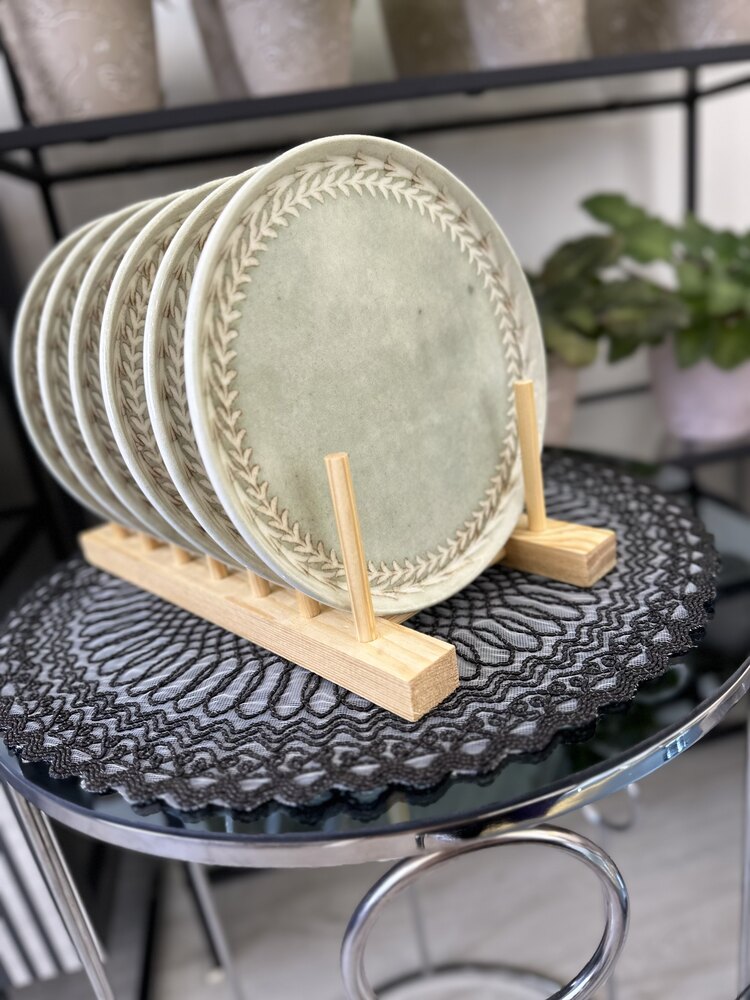 Su yeşili buğday taneli 18 cm 6 lı pasta tabağı