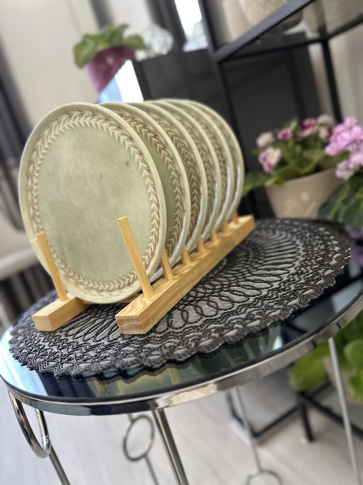 Su yeşili buğday taneli 18 cm 6 lı pasta tabağı