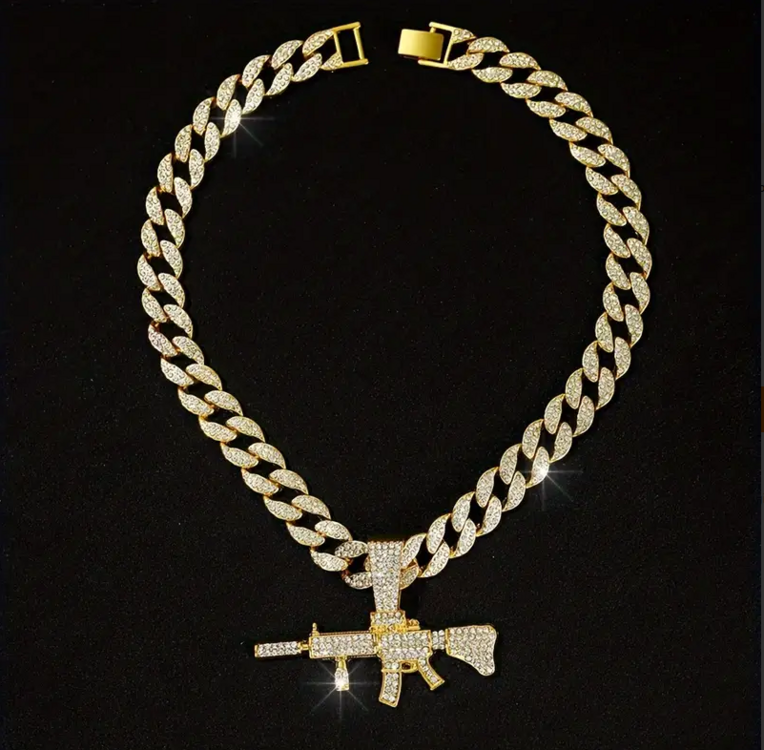 Rhinestone Gun Şekilli Kolye