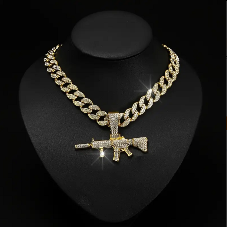 Rhinestone Gun Şekilli Kolye