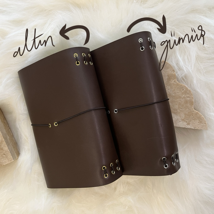 Desenli Acı Kahve Trifold Kılıf A5