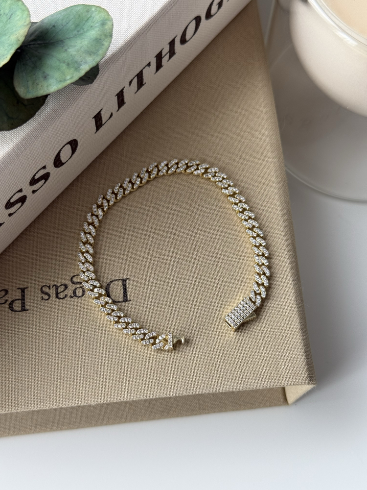 Özel Seri Full Taşlı İnce Gurmet Gold Bileklik(17cm)