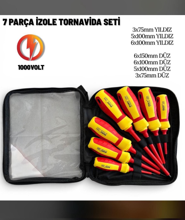 7 Parça İzole Tornavida Seti (1000V)