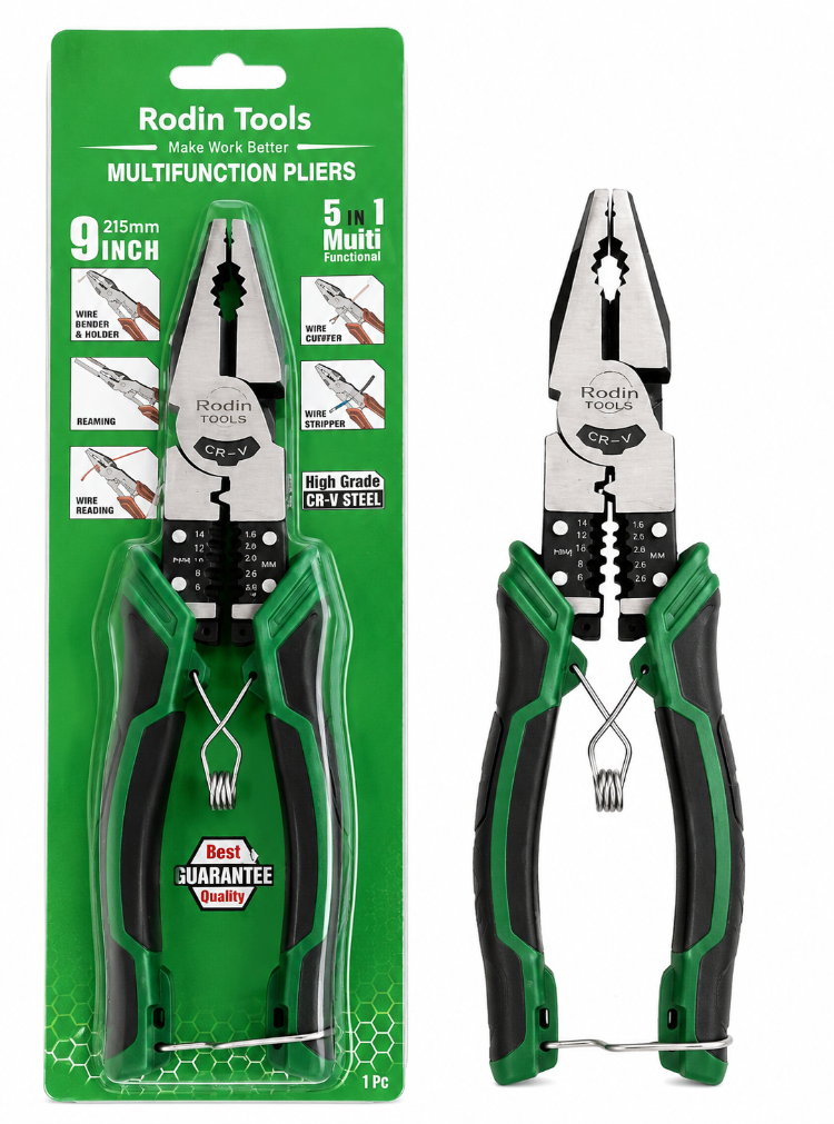 Rodin Tools 9” (215 mm) Çok Amaçlı Pense – 5 Fonksiyonlu