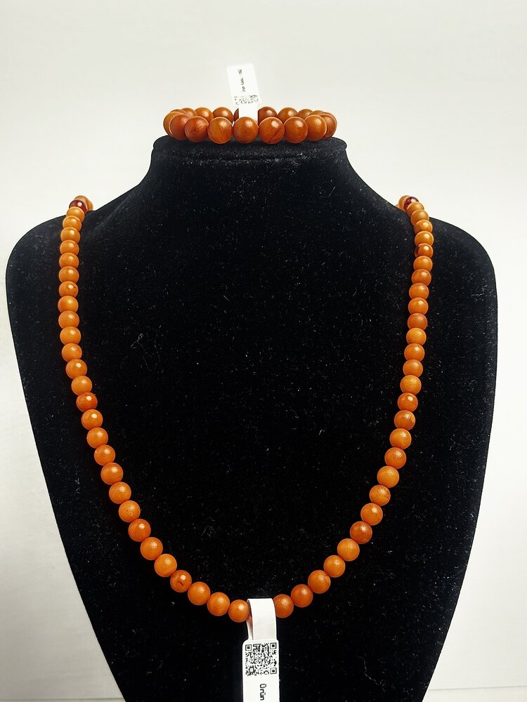Fırınlanmış Kehribar Kolye ve Bileklik Set