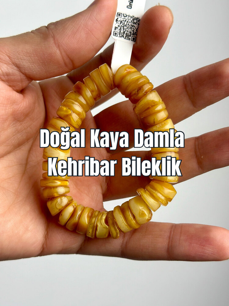 Doğal Damla Kehribar Yetişkin Bileklik
