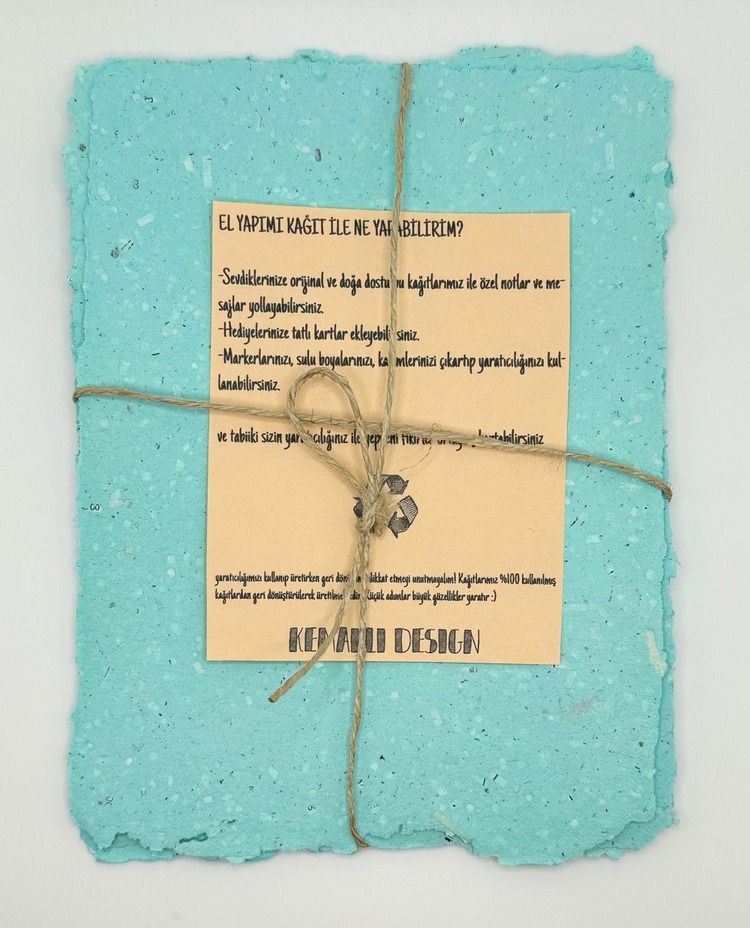 TURKUAZ YEŞİL EL YAPIMI GERİ DÖNÜŞÜM KAĞIT — Raw Kenar 4lü Paket