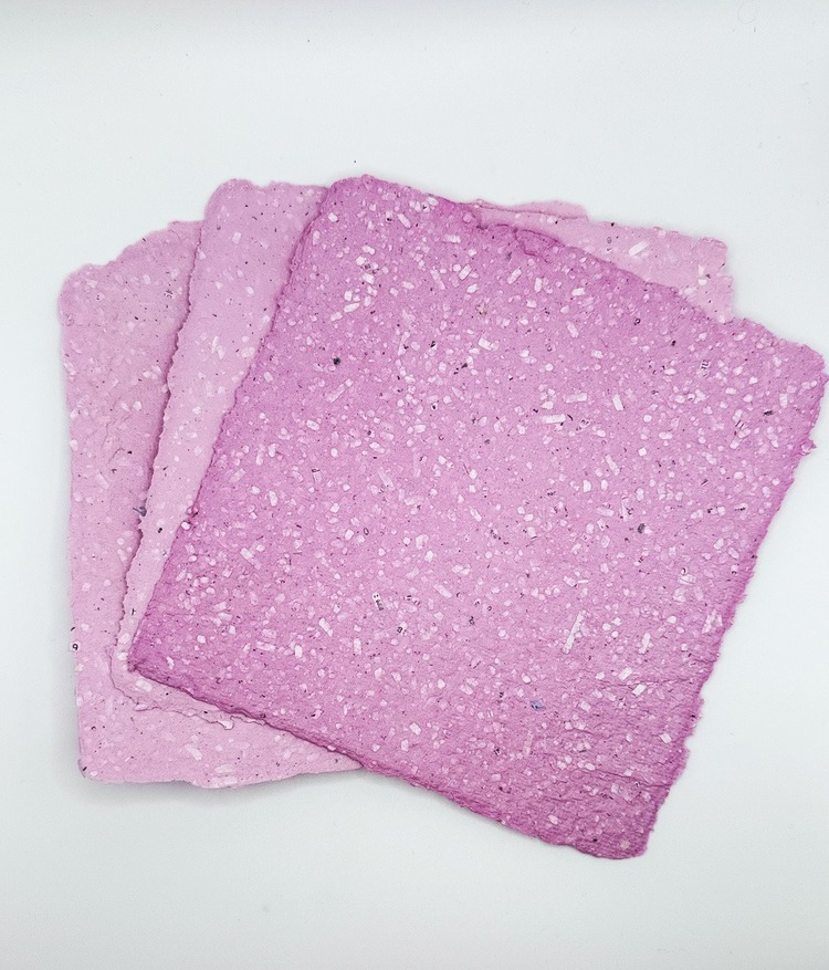Pembe Kare El Yapımı Kağıt -- 3lü paket