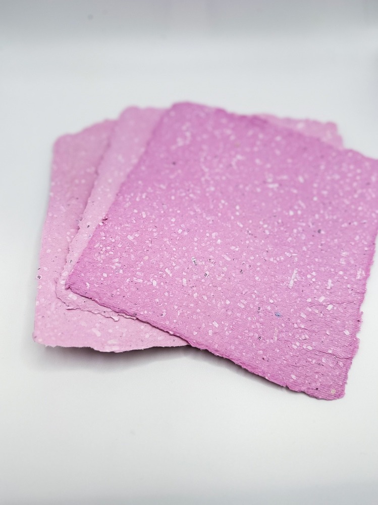 Pembe Kare El Yapımı Kağıt -- 3lü paket