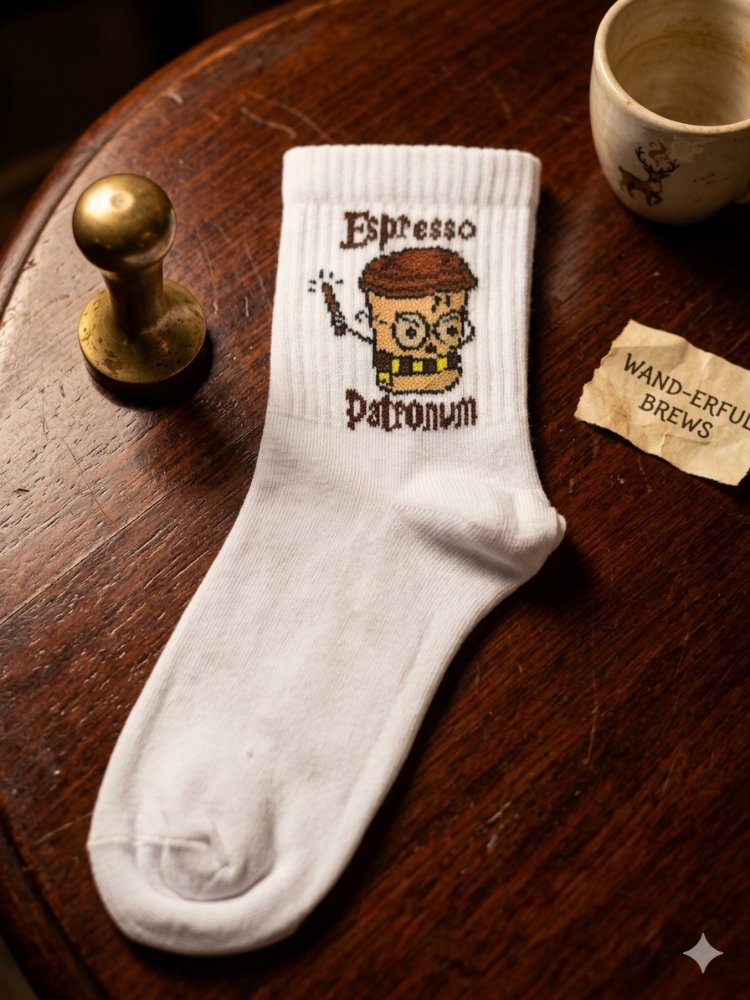 Espresso Patronum Desenli Beyaz Tenis çorap